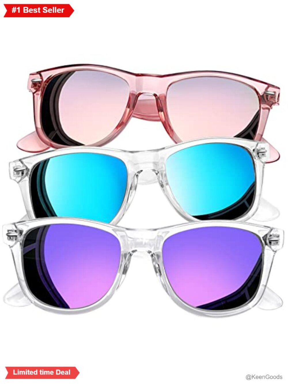 Joopin 3 Pack Square Polarized Sunglasses UV400 Protection Oversized